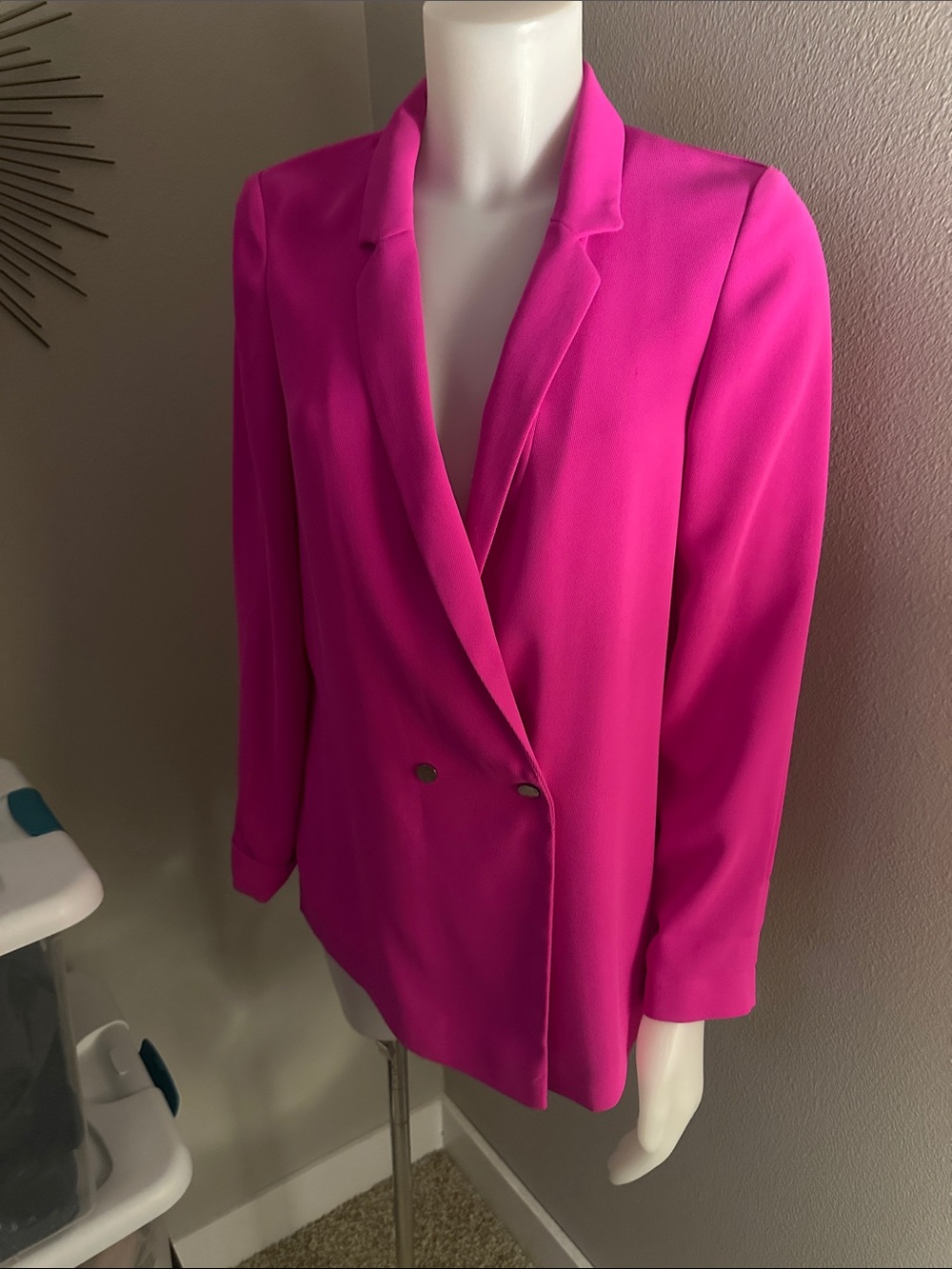 Topshop Bright Fuchsia Double-Breasted Blazer